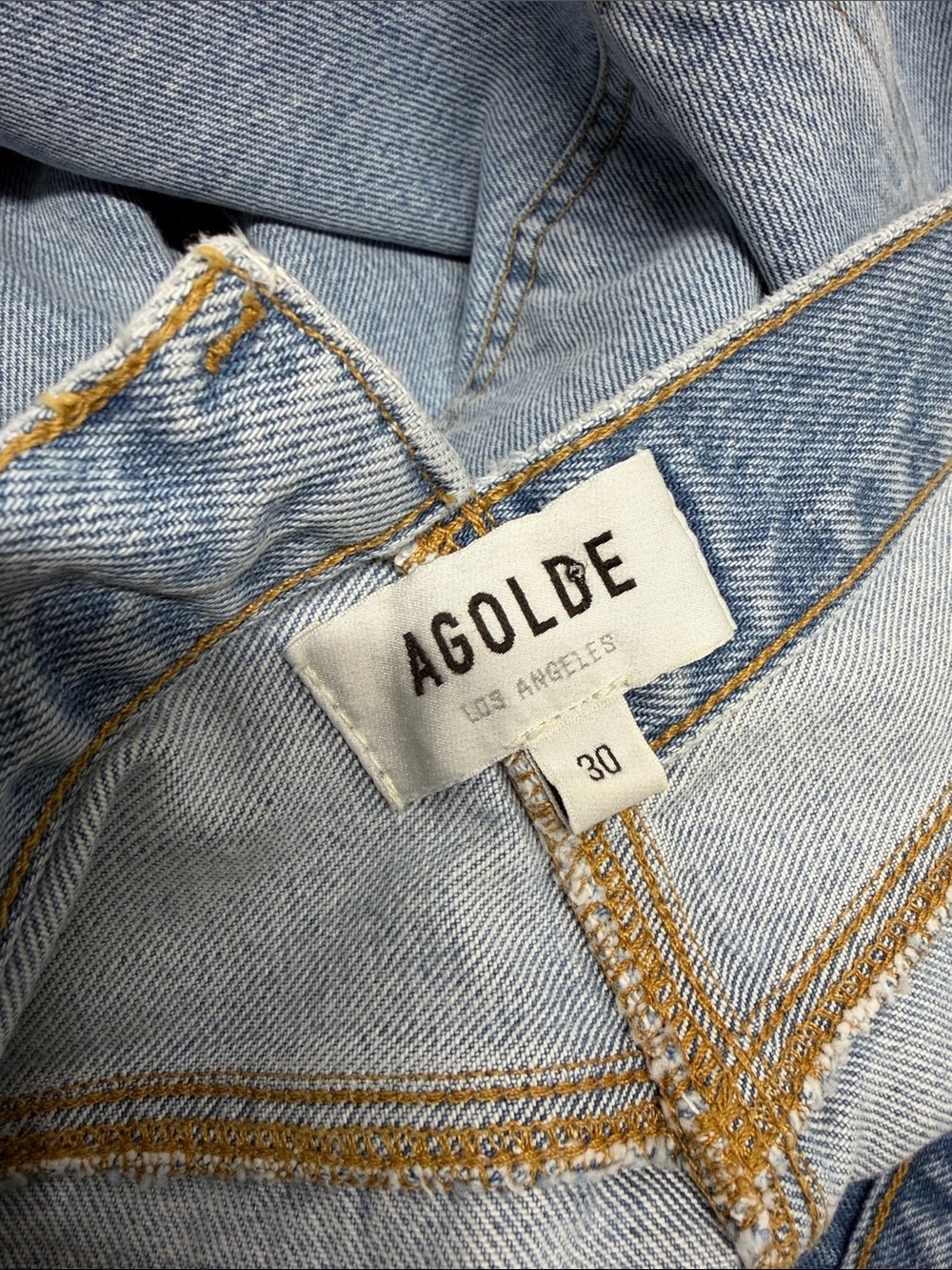 Agolde Criss Cross Jeans Straight Leg Denim Organic Cotton Asymmetrical Blue 30 - Picture 7 of 10